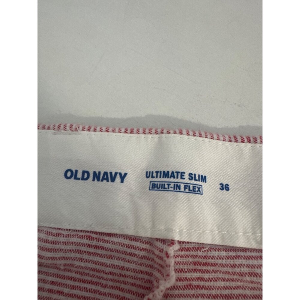 Old Navy Mens Shorts Sz 36 Red/White Striped NWT Ultimate Slim Built-In Flex 10" - Picture 7 of 13